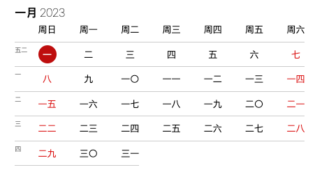 January 2023 calendar grid.