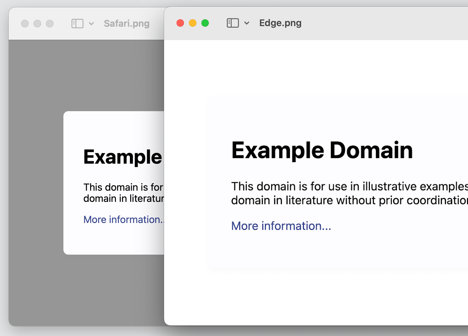 Two screenshots of the same element, one with a background and one without.